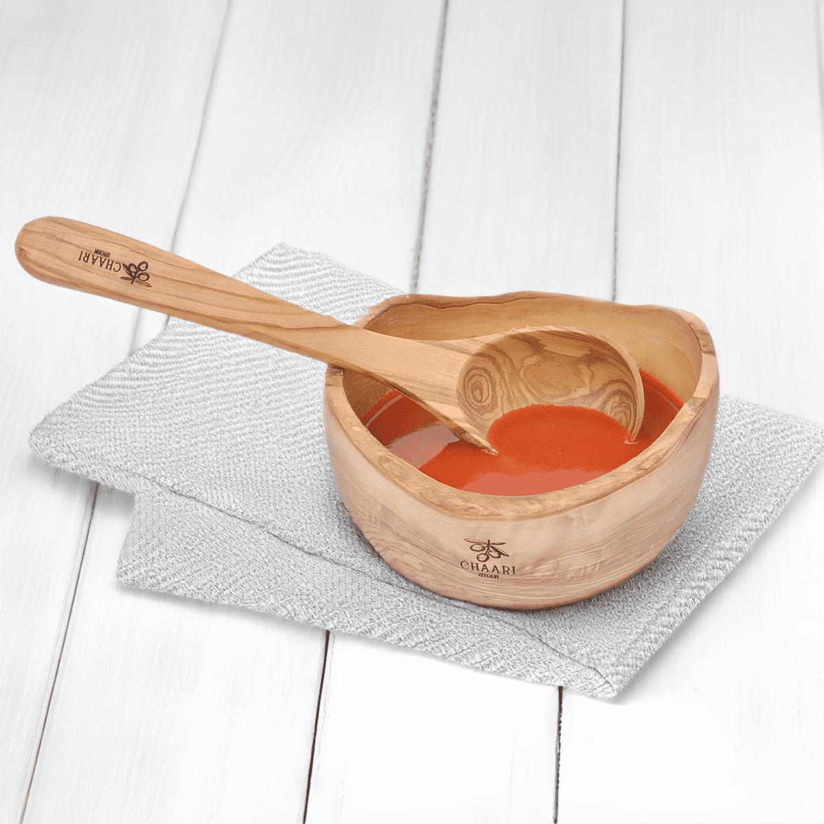 Handgemachte Suppenkelle aus Olivenholz - 25 cm