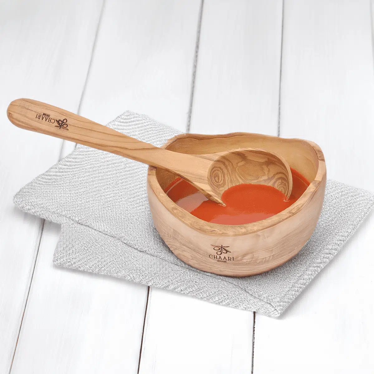 Handgemachte Suppenkelle aus Olivenholz - 25 cm
