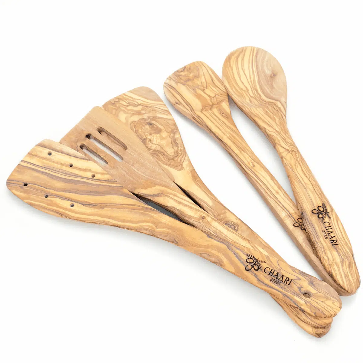 5-teiliges Kochlöffel-Set aus Olivenholz - 30 cm