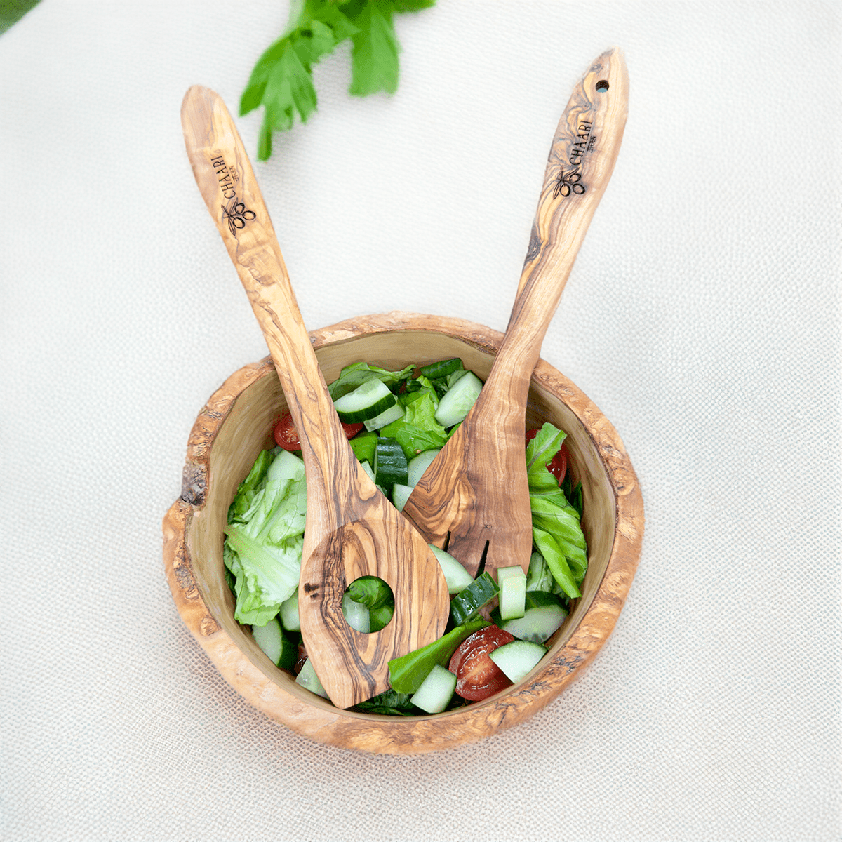 Salatschale aus Olivenholz - Naturform